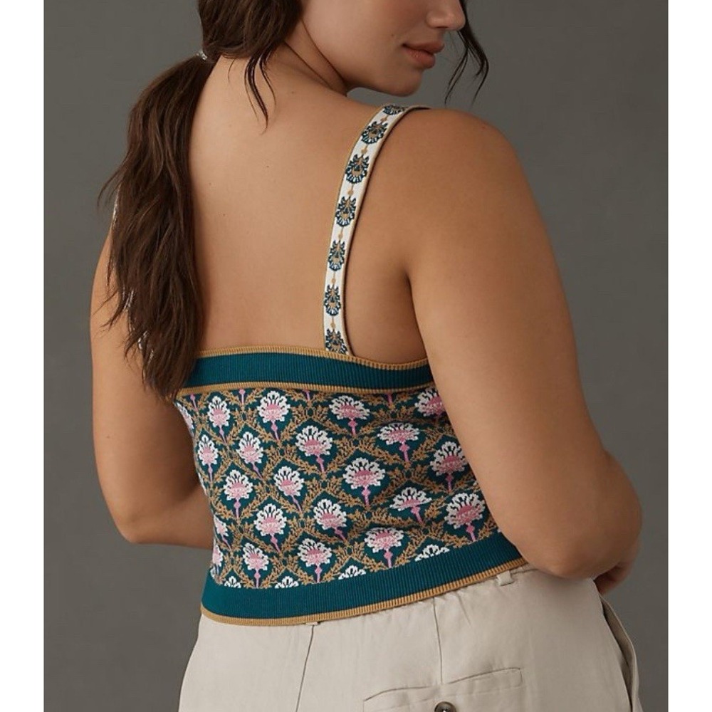 Anthropologie Maeve Square Neck Crop Sweater Tank Size XL Boho Sleeveless - Picture 2 of 11